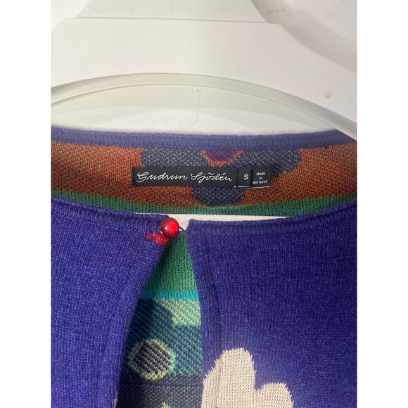 Women’s Gudrun Sjödén Unique Colorful Floral Cardigan Cotton S Purple - Picture 4 of 7